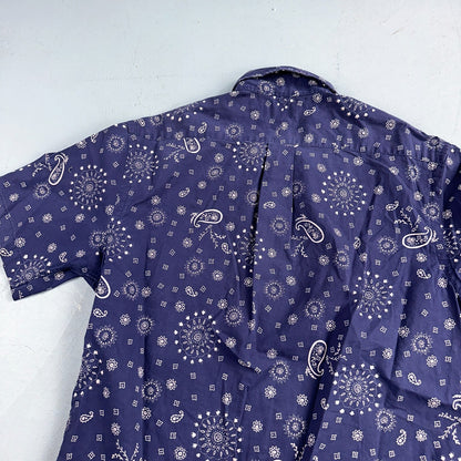 Ralph Lauren Custom Fit Paisley Navy Blue Geometric Pattern M Sleeve Button Up