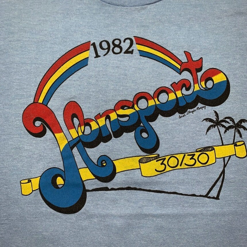 Honolulu Hawaii Vintage Nike T Shirt USA Rare Rainbow Large Blue Geisha 1982 80s