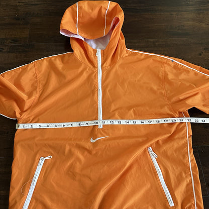 Vintage Nike Womens S 90s Windbreaker Center Swoosh Orange Anorak Coat Jacket
