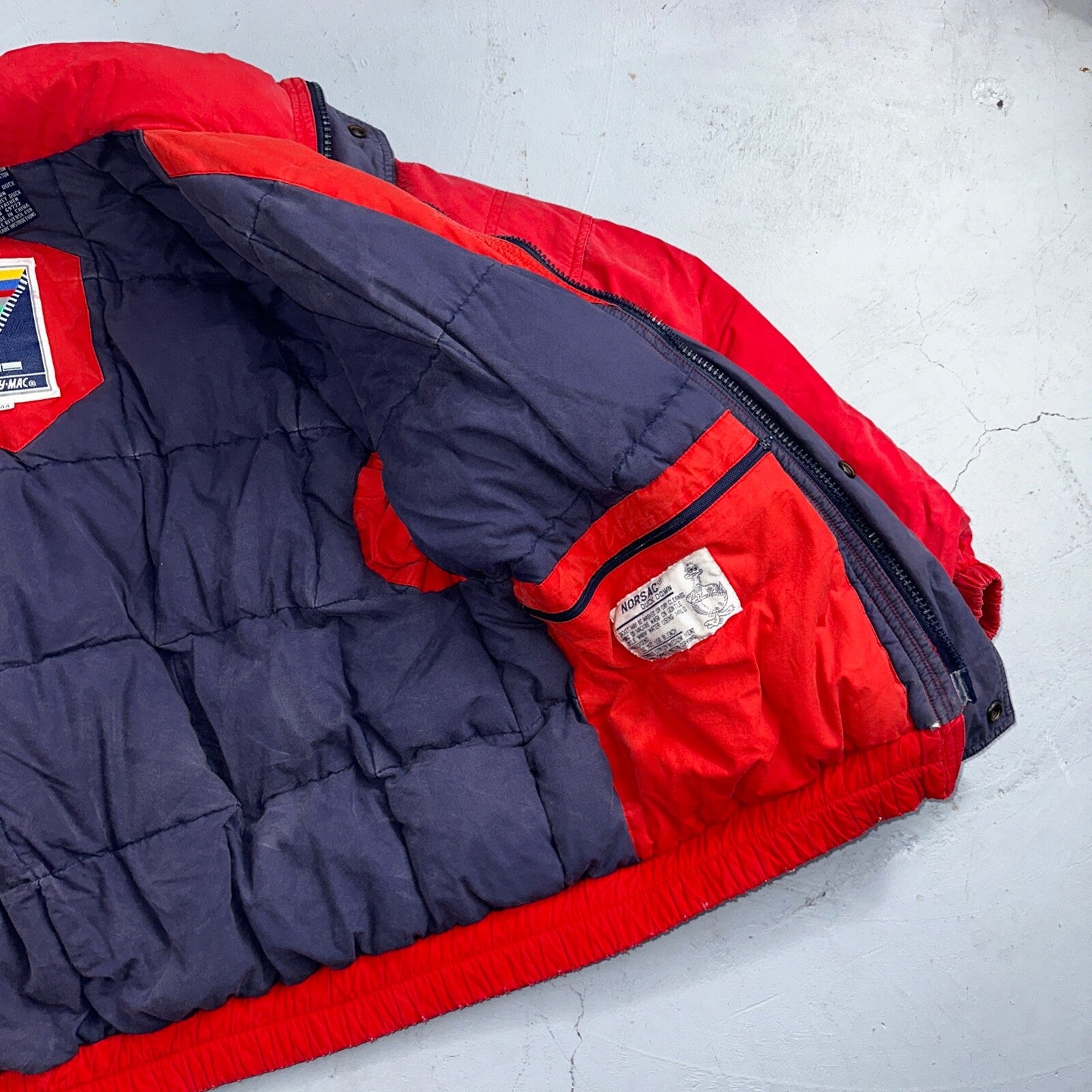 Mighty Mac Jacket Mens 44 Red Bomber Down Filled Norsac Puffer Vintage 80s