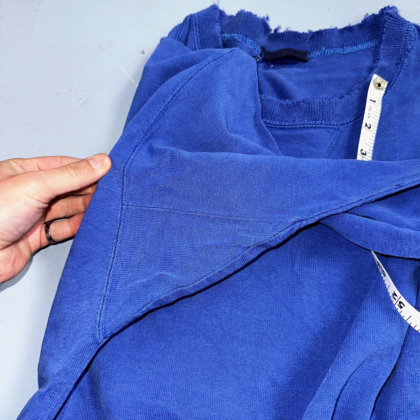 1970s VTG Blue Single V Sport Blank Sweatshirt USA Crewneck Basic 70s Jumper