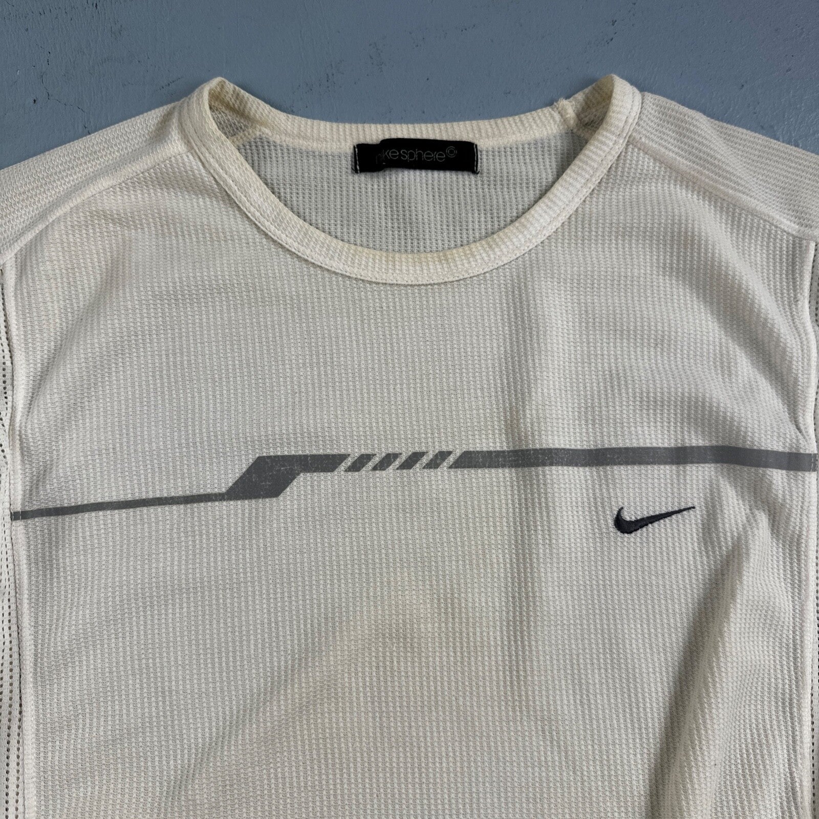 Nike Sphere VTG T Shirt 3M Check Textured Short Sleeve White/Yellow Tennis Sport