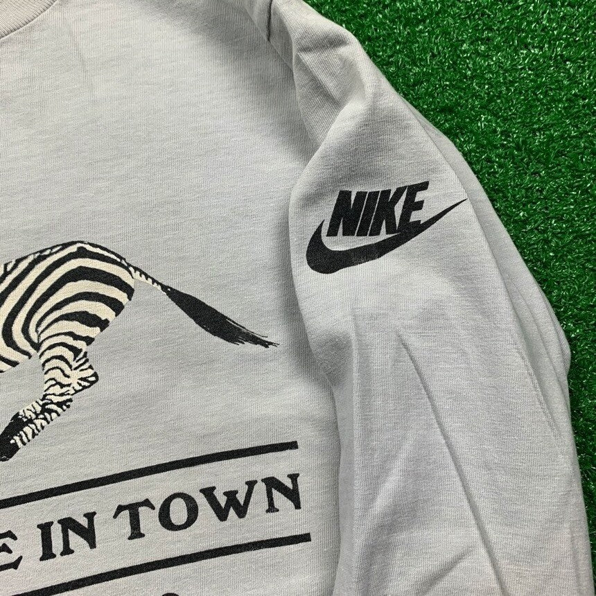 Vintage Nike T Shirt USA Rare 1984 Running LS 80s Zebra Wild Race Cheyenne Zoo
