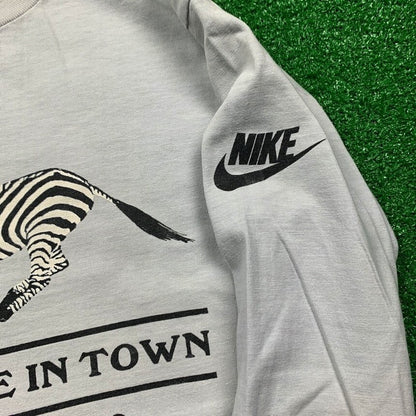 Vintage Nike T Shirt USA Rare 1984 Running LS 80s Zebra Wild Race Cheyenne Zoo