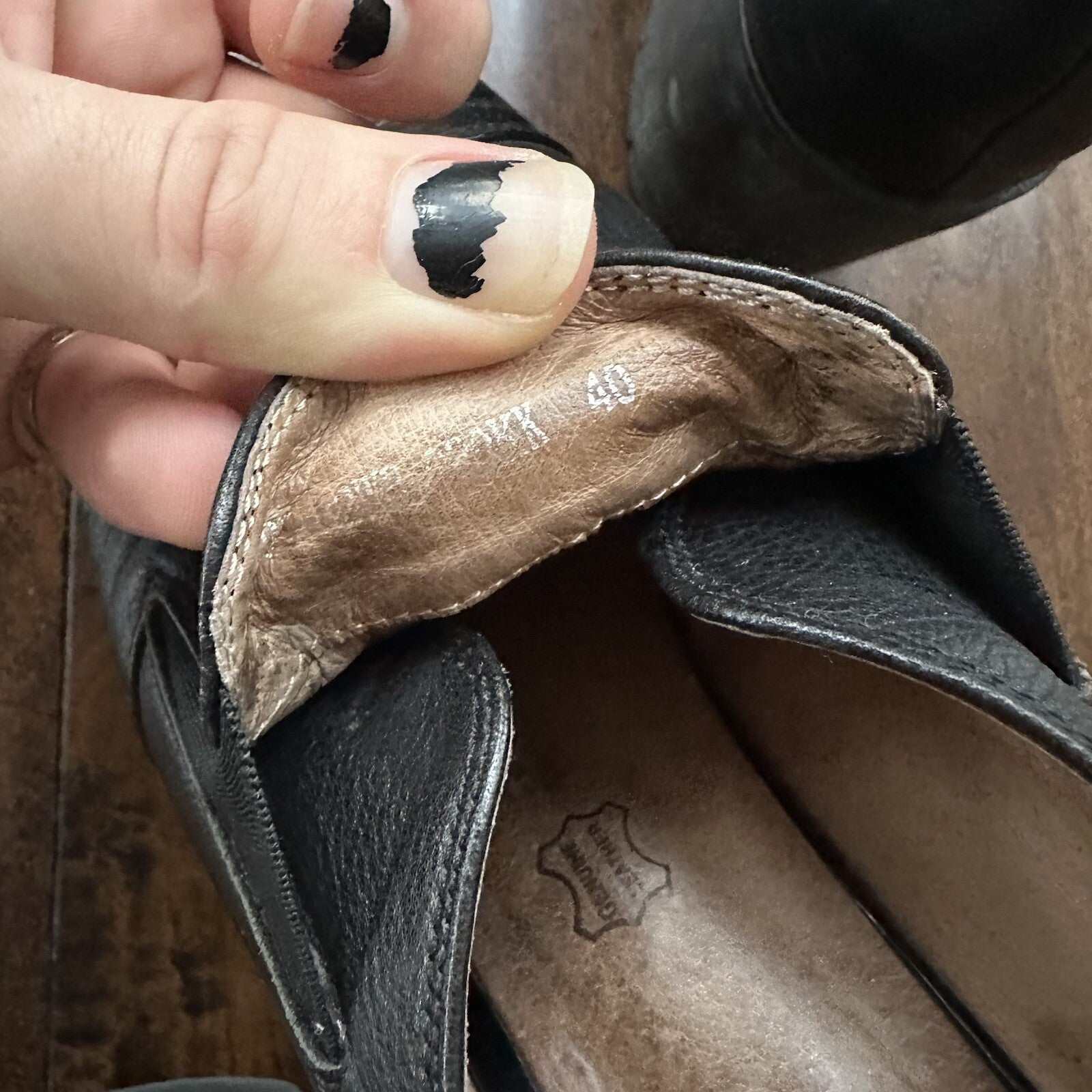 Zenden Genuine Leather Black Up Shoes 40 Euro Vtg Y2K Heels Mules Summer Dress