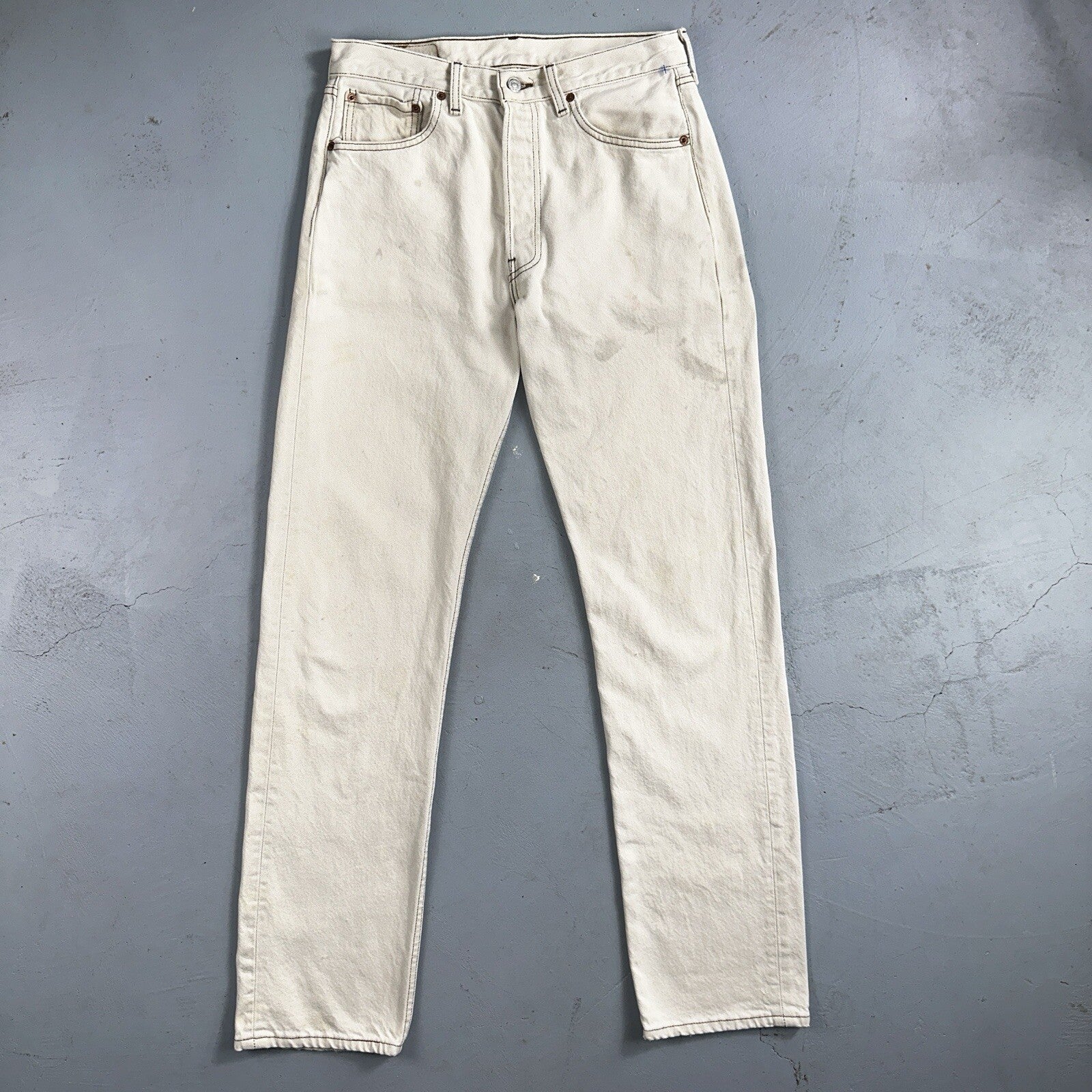 Levis 501 Vintage 90s USA XX Straight Leg Jeans White Stained 32x34 Act 30x33