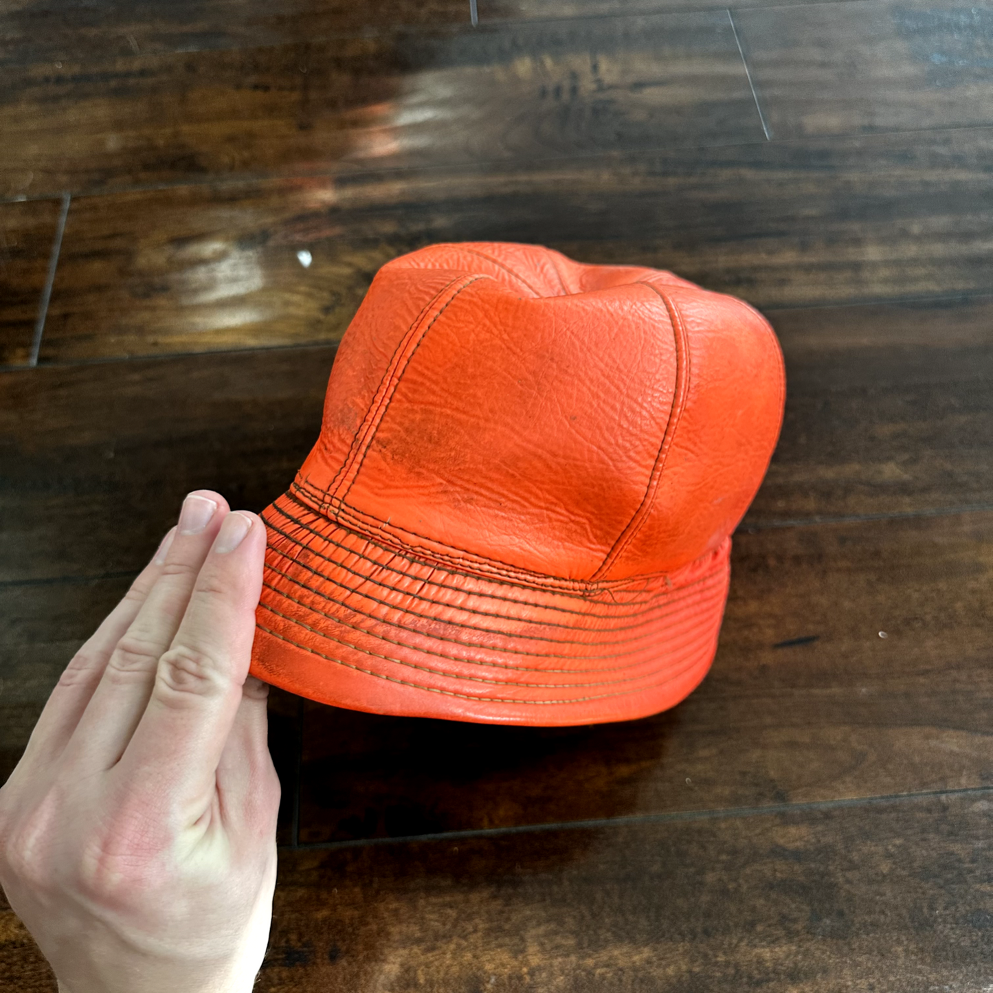 Vintage 1950s Fisherman Hunting Hat Cap Bucket Orange 7 1/8 WWII 50s 60s