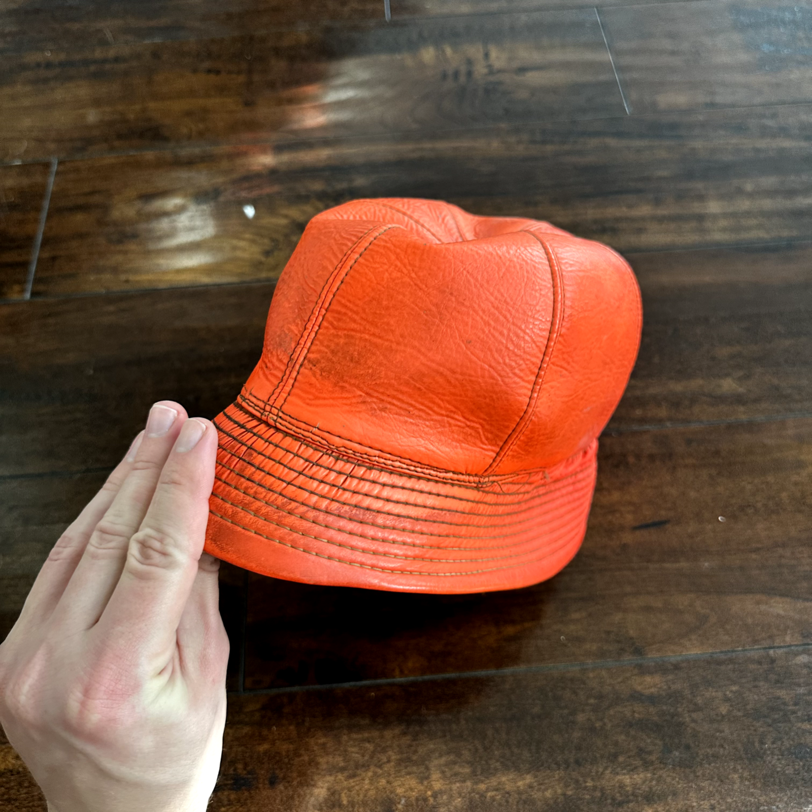 Vintage 1950s Fisherman Hunting Hat Cap Bucket Orange 7 1/8 WWII 50s 60s