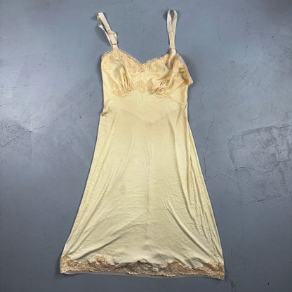 Vintage 1970s Charm Lingerie Slip Dress Sleepwear Full Sweep Nightgown Lace 70s