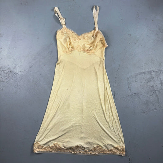 Vintage 1970s Charm Lingerie Slip Dress Sleepwear Full Sweep Nightgown Lace 70s