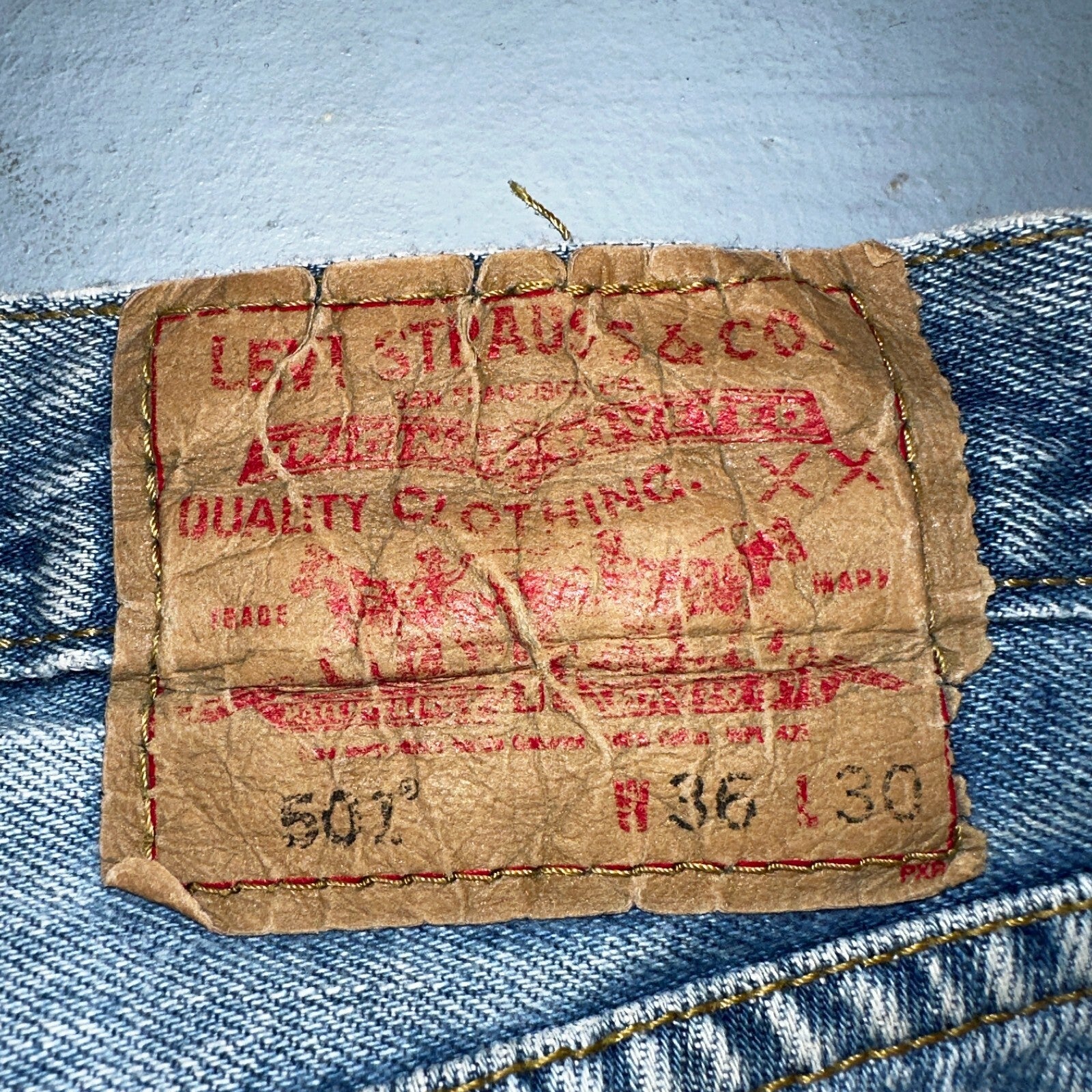 Levis 501 Vintage Y2K XX Straight Leg Jeans 90s Blue Light Wash 36x30 Act 35x29