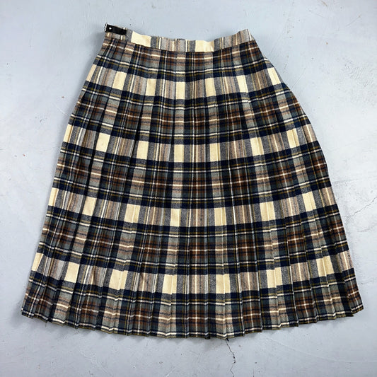 Vintage O'Neill of Dublin 100% Wool Tartan Skirt Size 14 Made in Ireland Pleated