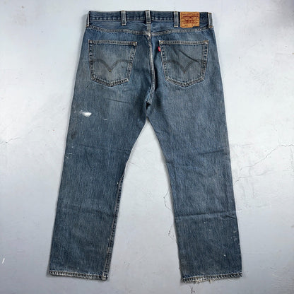 Levis 501 Vintage Y2K XX Straight Leg Jeans Blue Med Wash Paint 38x30 Act 38x29