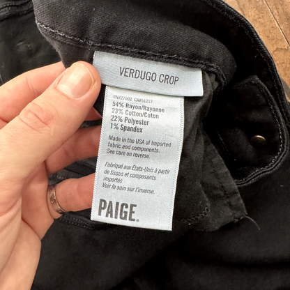 Paige Verdugo Crop 31 Skinny Ankle Jeans Black Size 30 X 26 Nordstrom Cool