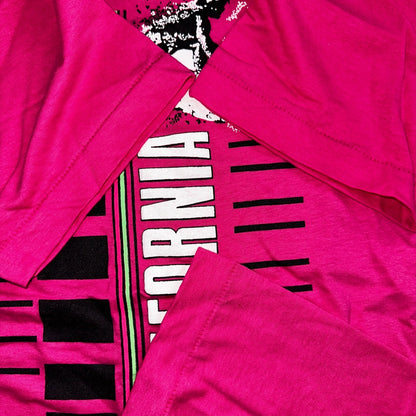 California Surfer VTG T Shirt Pink Ocean Swim Pacific Graphic 80s Bloopers Art