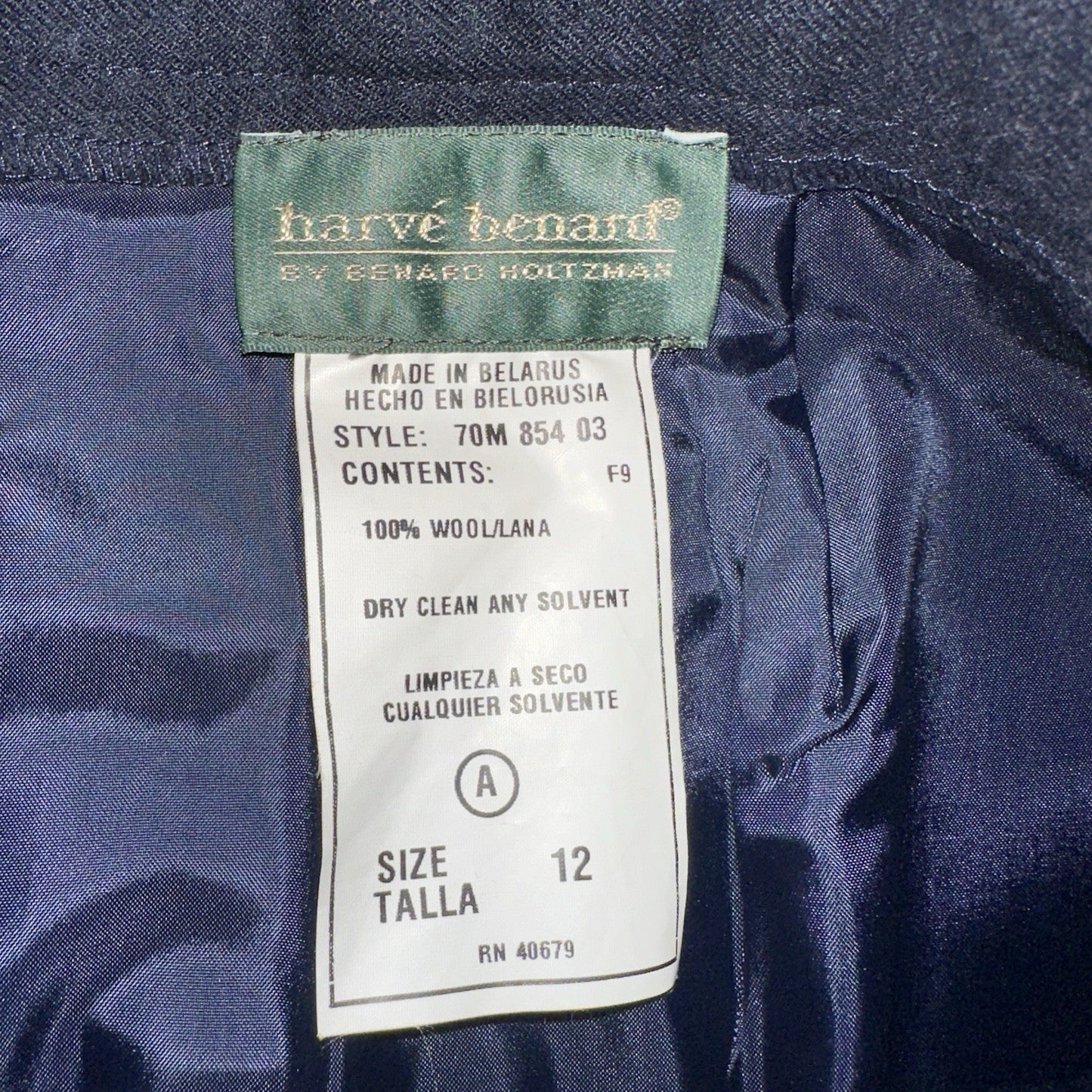 Womens Harve Benard Black Black Wool Lined Flare Skirt w Back Zipper Size 12 VTG