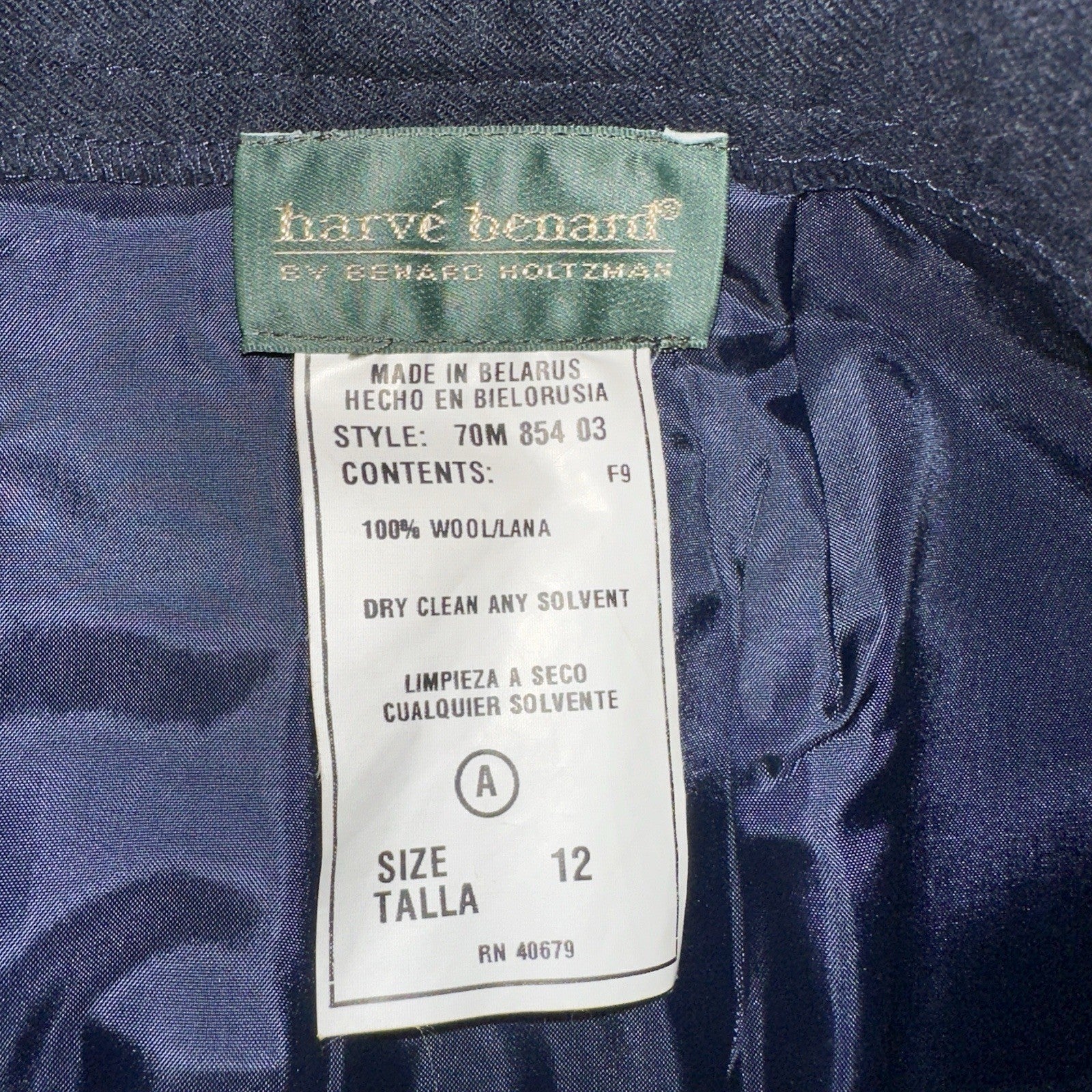 Womens Harve Benard Black Black Wool Lined Flare Skirt w Back Zipper Size 12 VTG