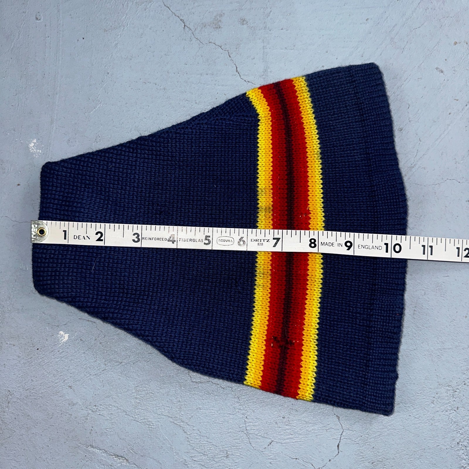 Vintage Wigwam Wool Balaclava Ski Mask USA 100% Virgin Wool Red Yellow Stripe