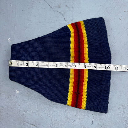 Vintage Wigwam Wool Balaclava Ski Mask USA 100% Virgin Wool Red Yellow Stripe