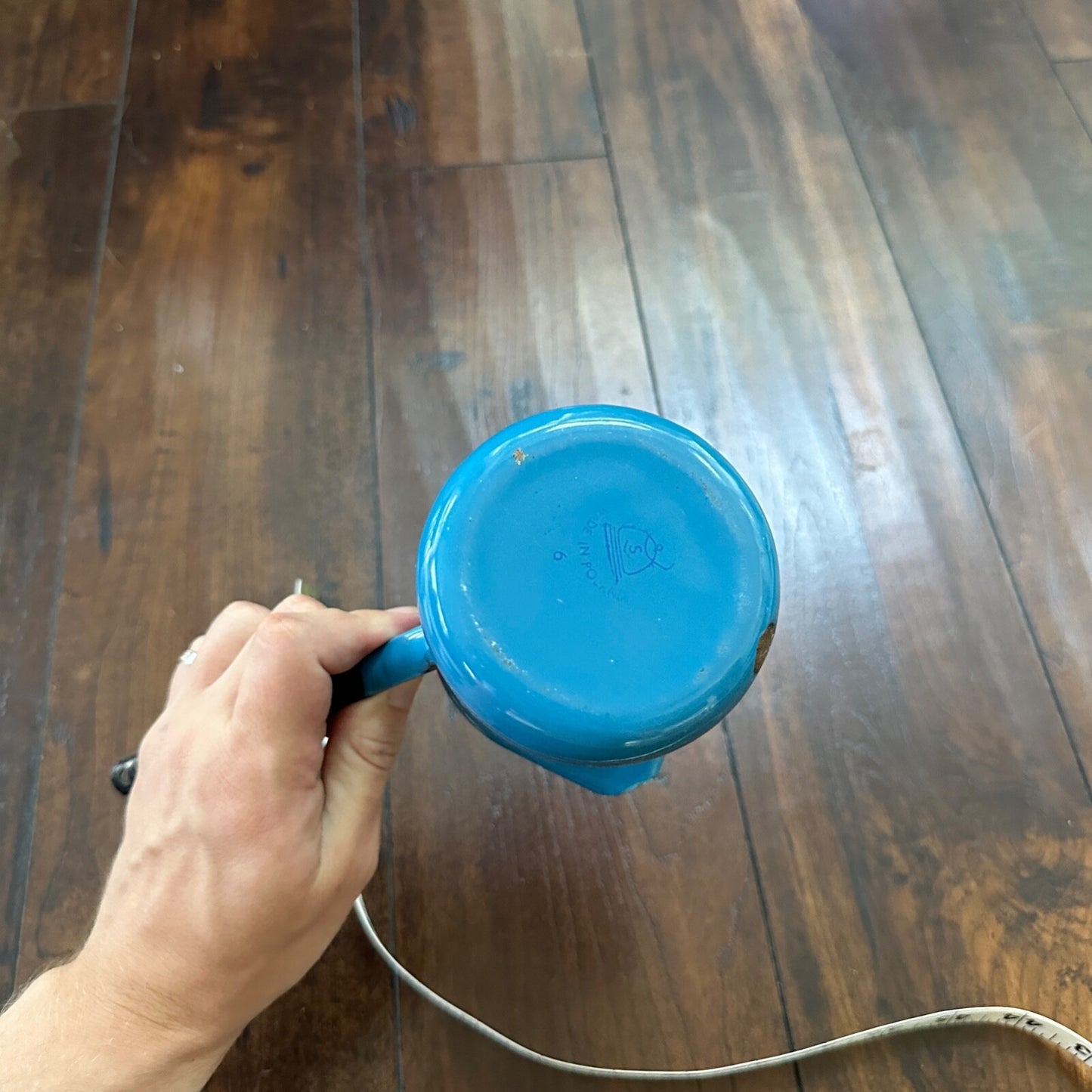VTG Antique Blue Milk Warmer Primitive Cooking Pot Barista Tool Poland