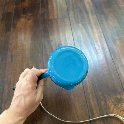 VTG Antique Blue Milk Warmer Primitive Cooking Pot Barista Tool Poland