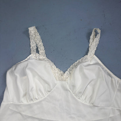 VTG 1970s Shadow Line Lingerie Slip Dress Sleepwear Full Sweep Nightgown Lace