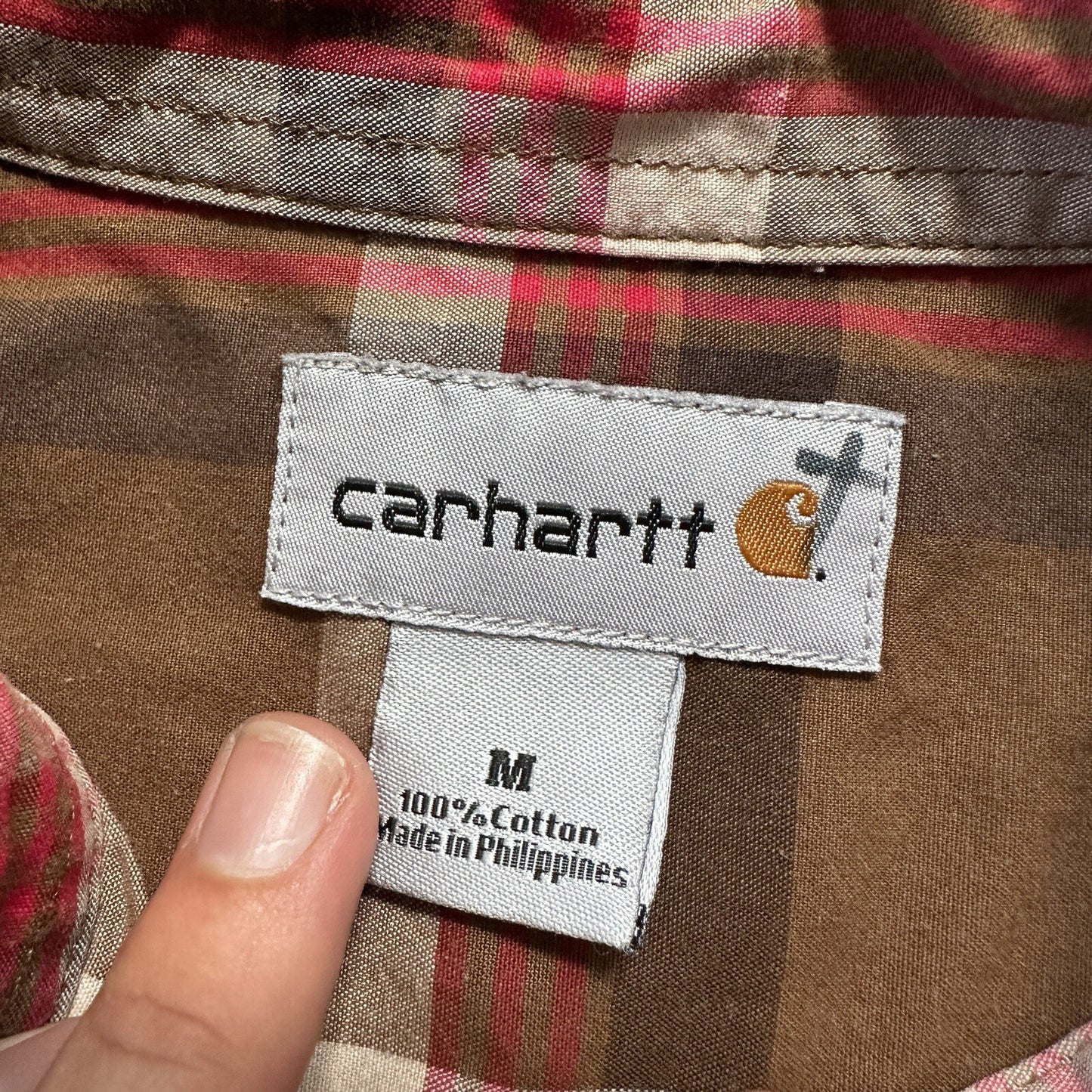Carhartt Shirt Men M Brown Plaid Button Down Shirt Long Sleeve Casual Outdoor