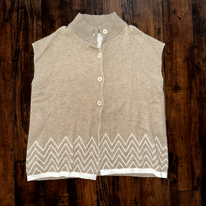 Note di Anita Cardigan Sweater Vest Wool Cashmere Blend Snap-Front One Size