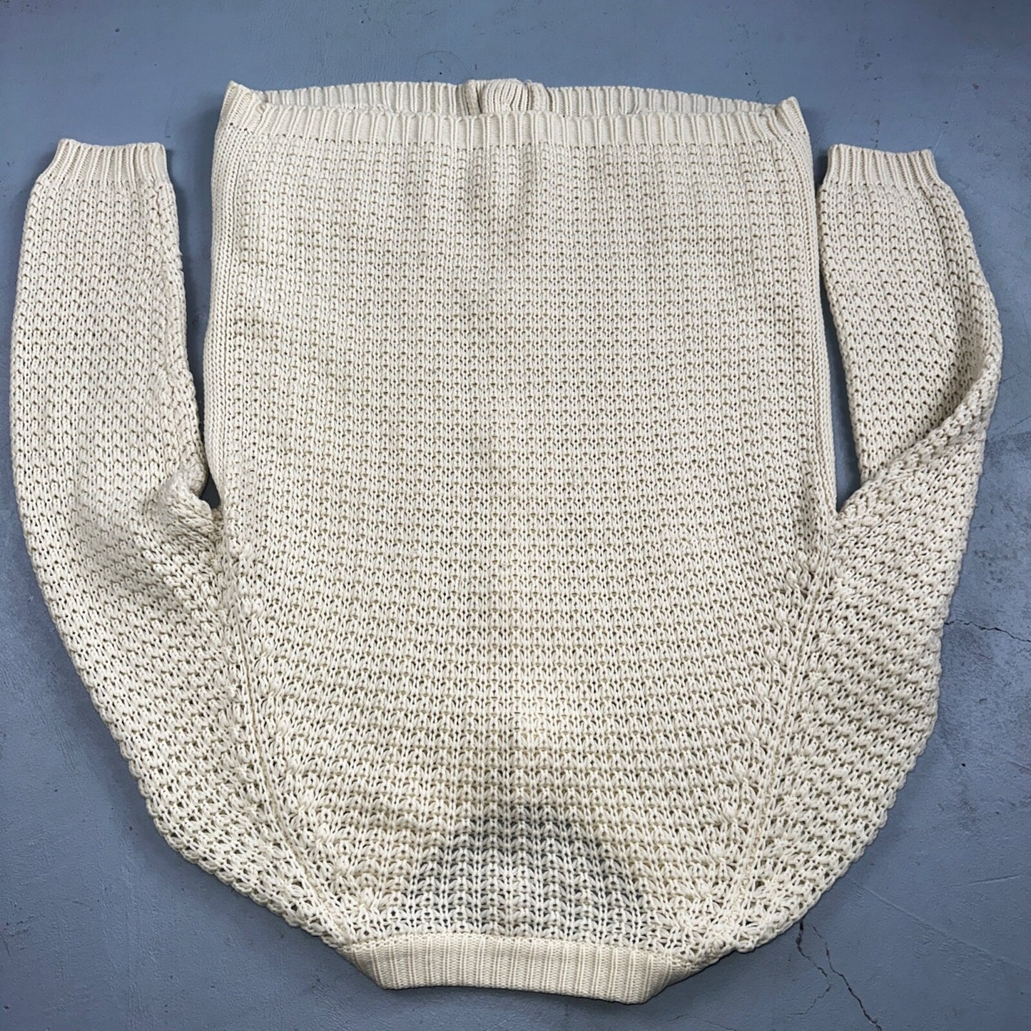 Vintage Hudson Bay Cardigan Acrylic Sweater Ivory Cable Knit Fisherman 80s Korea