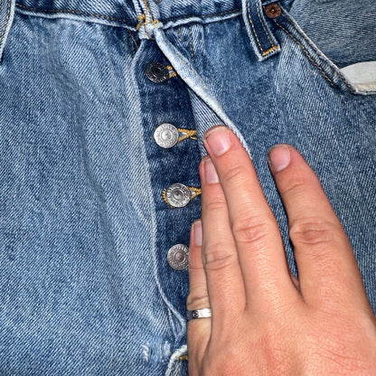 Levis 501 Vintage 90s Y2K Straight Leg Jeans Blue Light Wash 35x32 Act 34x31