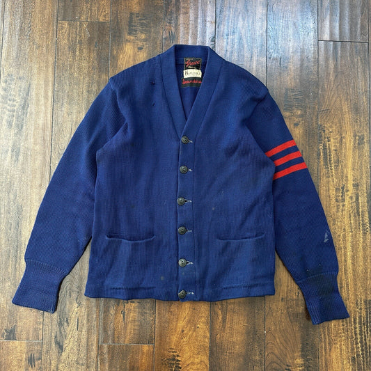 Vintage Men's Varsity Letter Sweater 50s Cardigan Grewe Sz 40 Rockabilly Wool