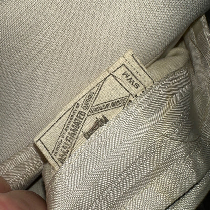 VTG Mens Suit 42 Jacket Coat 1970s Rockabilly 60s 70s USA White Thin Cream Rose