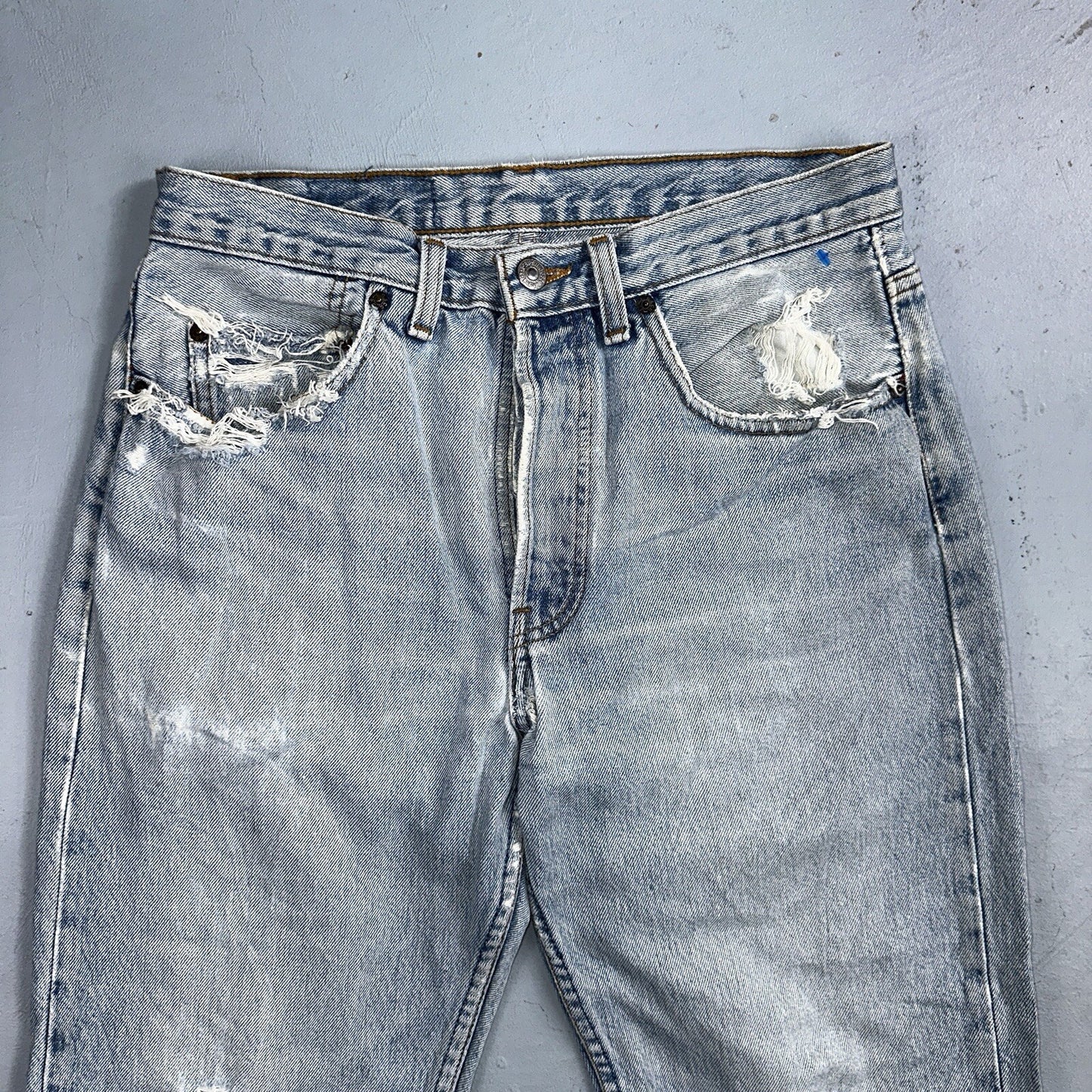 Levis 501 Vintage 90s Straight Leg Jeans 32x30 80s Light Wash Act 28x30 Thrashed