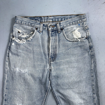 Levis 501 Vintage 90s Straight Leg Jeans 32x30 80s Light Wash Act 28x30 Thrashed