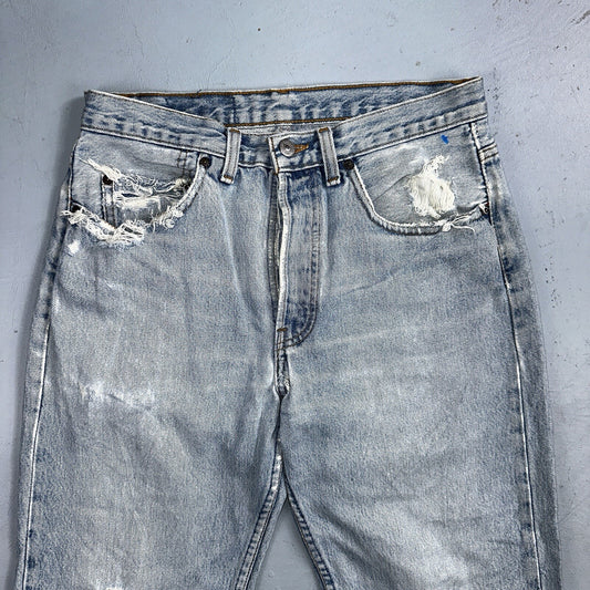 Levis 501 Vintage 90s Straight Leg Jeans 32x30 80s Light Wash Act 28x30 Thrashed