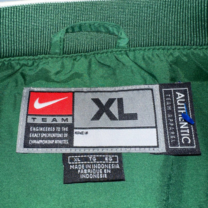 Vintage 90s Nike Men's Swoosh V-Neck Green Pullover Windbreaker XL Center Swoosh