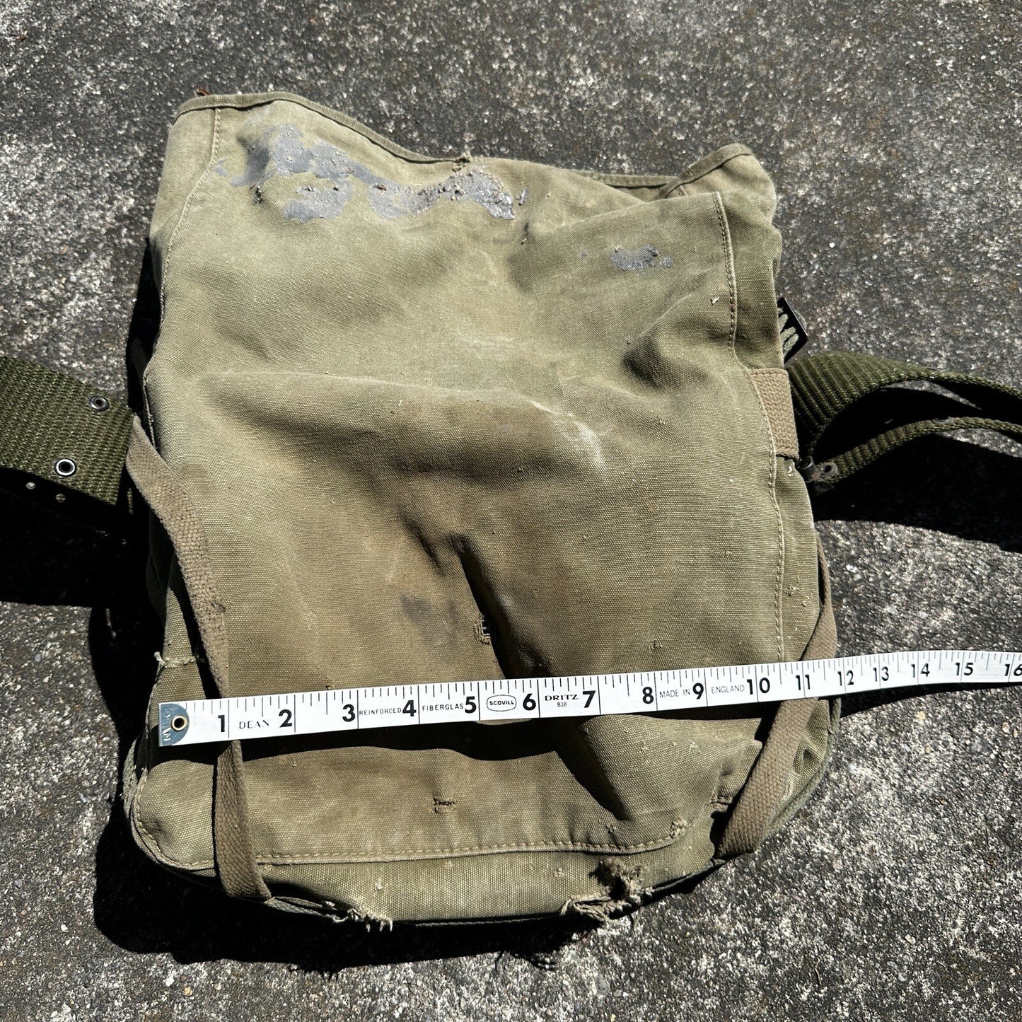 Korea US GI Gas Mask Bag Original Backpack Belt WWII Haversack 1960s?