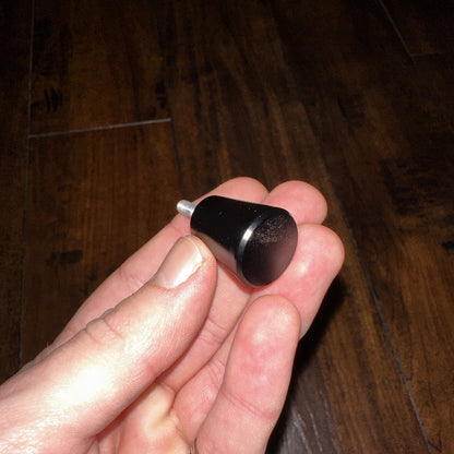 4 Flat Black Pull Knobs For Kitchen Bedroom Cabinet Round Black Dresser MCM VTG