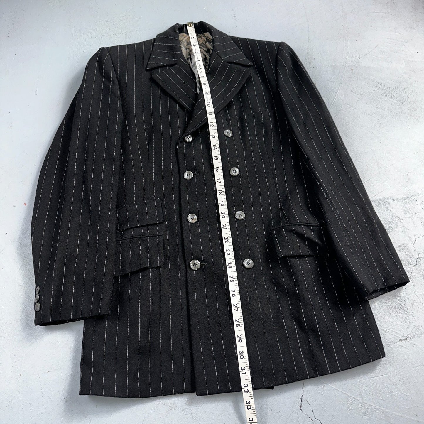 VTG Mens Suit 36 Double Breast 8 Button Jacket Sport Coat Rockabilly 50s Striped