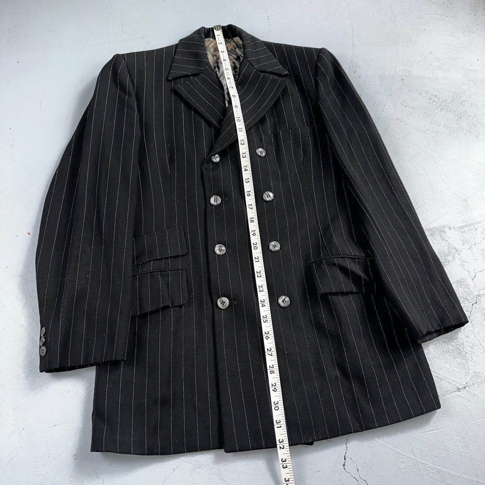VTG Mens Suit 36 Double Breast 8 Button Jacket Sport Coat Rockabilly 50s Striped