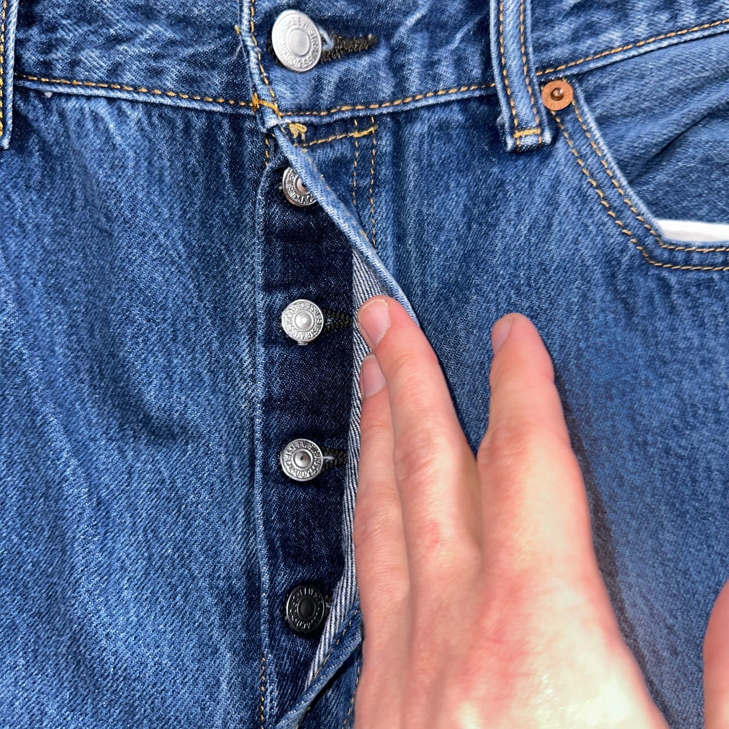 Levis 501 Y2K XX Straight Leg Jeans Blue VTG Med Wash 36x38 Act 33x33