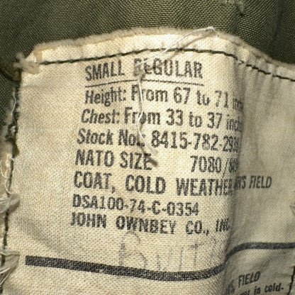 VTG US ARMY M-65 Field Jacket Coat Cold Weather Mans OG-107 Vietnam 70s 1970s