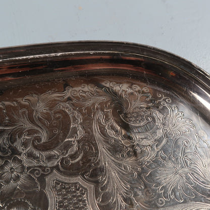 Vintage Baroque Victorian Not Silver Plated Platter Collection Lot Fancy Trays