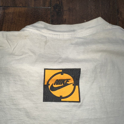 Nike Vintage T Shirt Mens Aqua Socks Swim Rare 90s Gray Tag Cut Rocket Blast