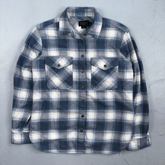 Pendleton Blue Multi Color Plaid Flannel Field Shirt Size XS Gray White Y2K