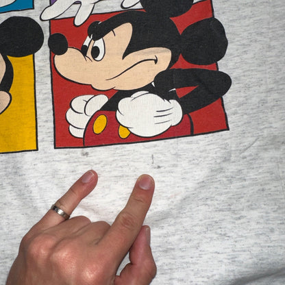 Disney Mickey Mouse VTG T Shirt Colorblock Gray Small Cute Graphic 80s Fun