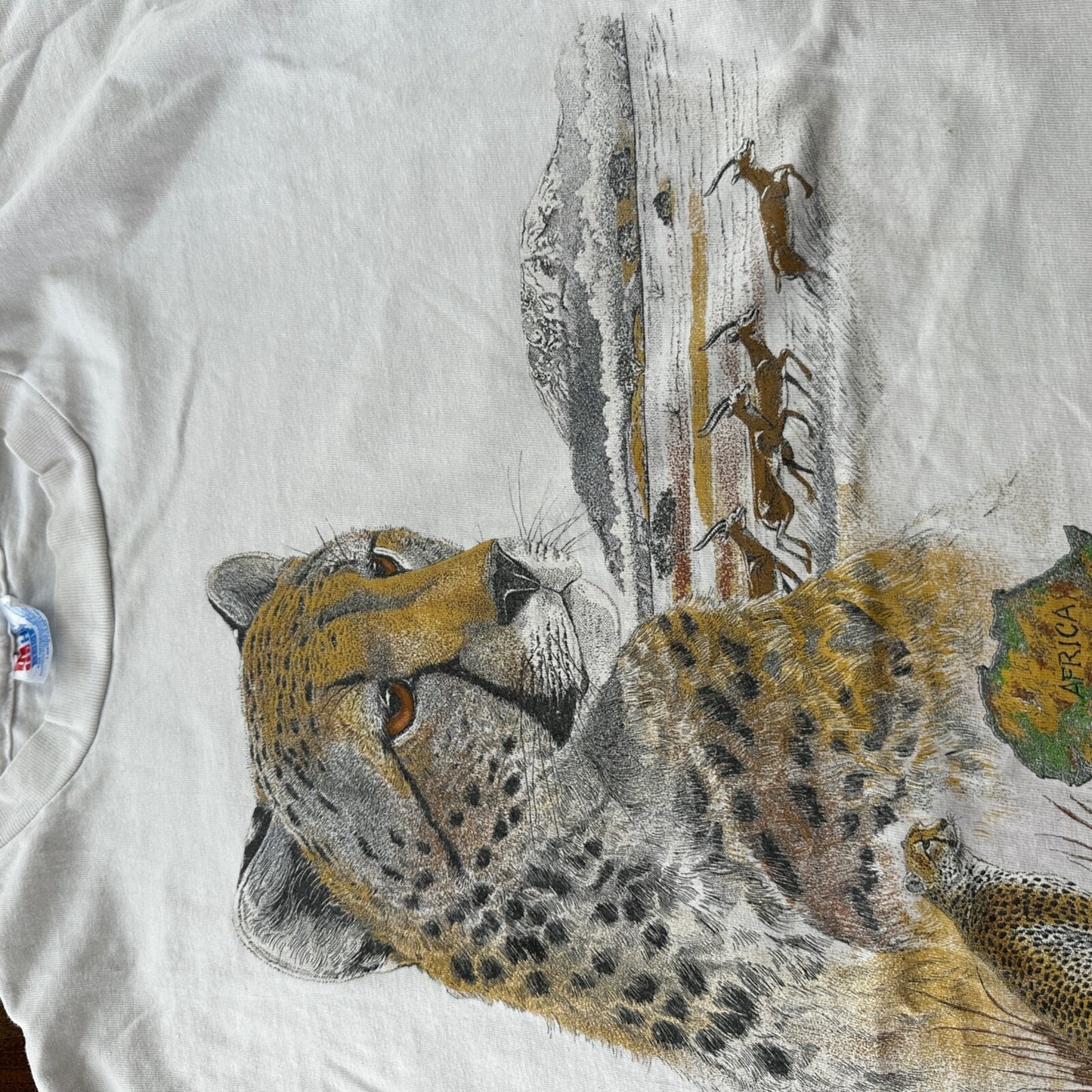 Cheetah Cat Vintage T Shirt Oregon Safari Wildlife Animals Love 80s Rap Single