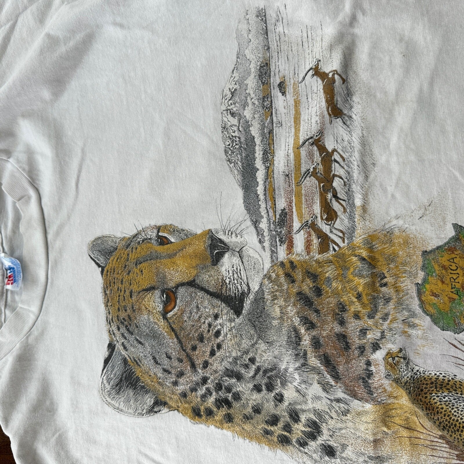 Cheetah Cat Vintage T Shirt Oregon Safari Wildlife Animals Love 80s Rap Single