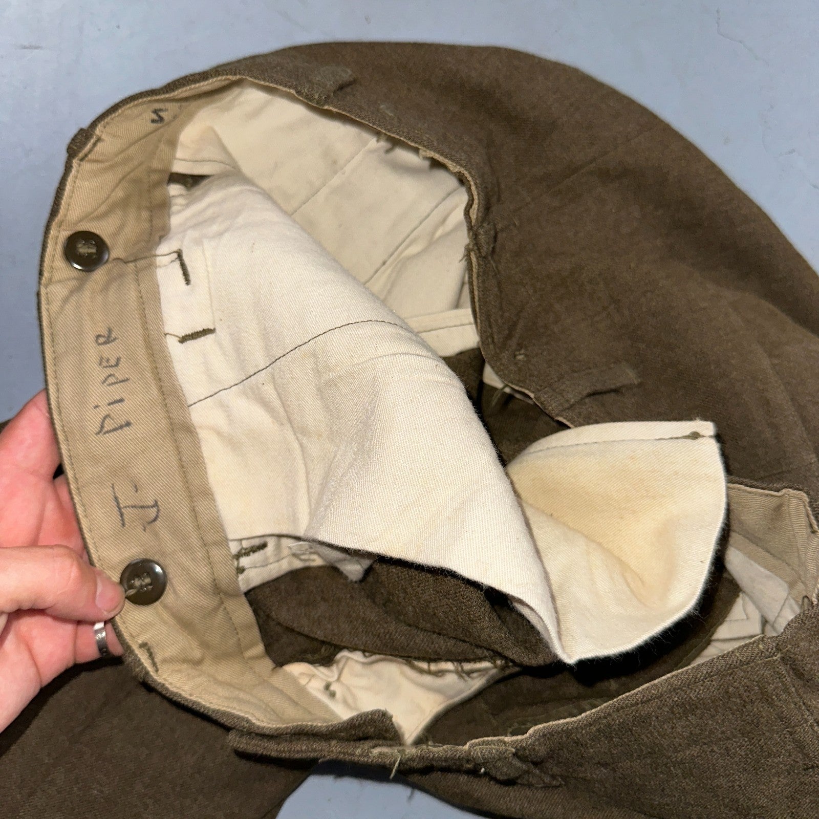 Vintage 40s US Army WWII Field Wool Trousers Pants Mens 34x33 OD-33 Military