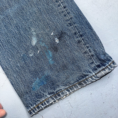 Levis 501 Vintage Y2K XX Straight Leg Jeans Blue Med Wash Paint 38x30 Act 38x29